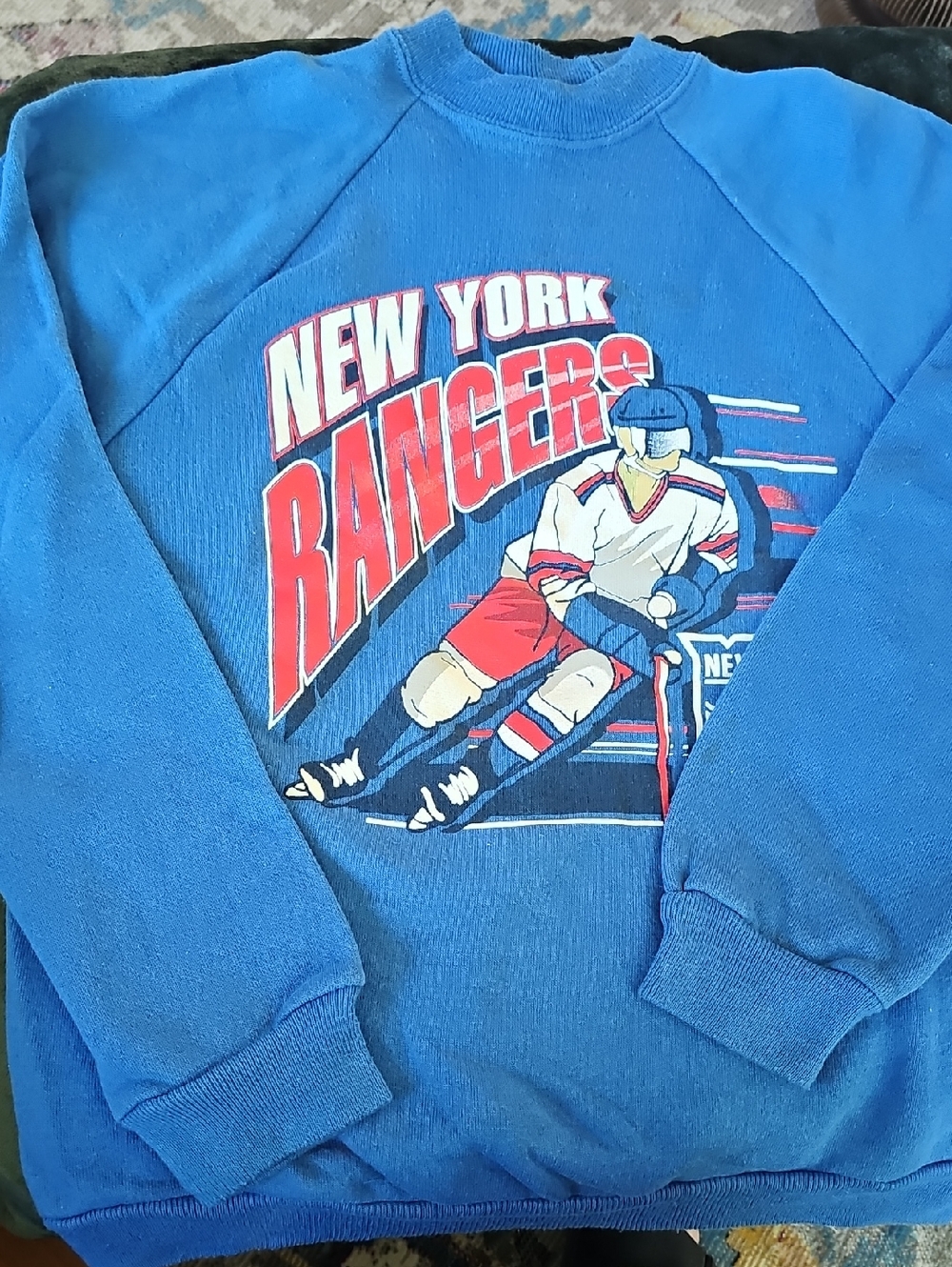 Hanes Blue New York Rangers Graphic Crewneck Sweatshirt